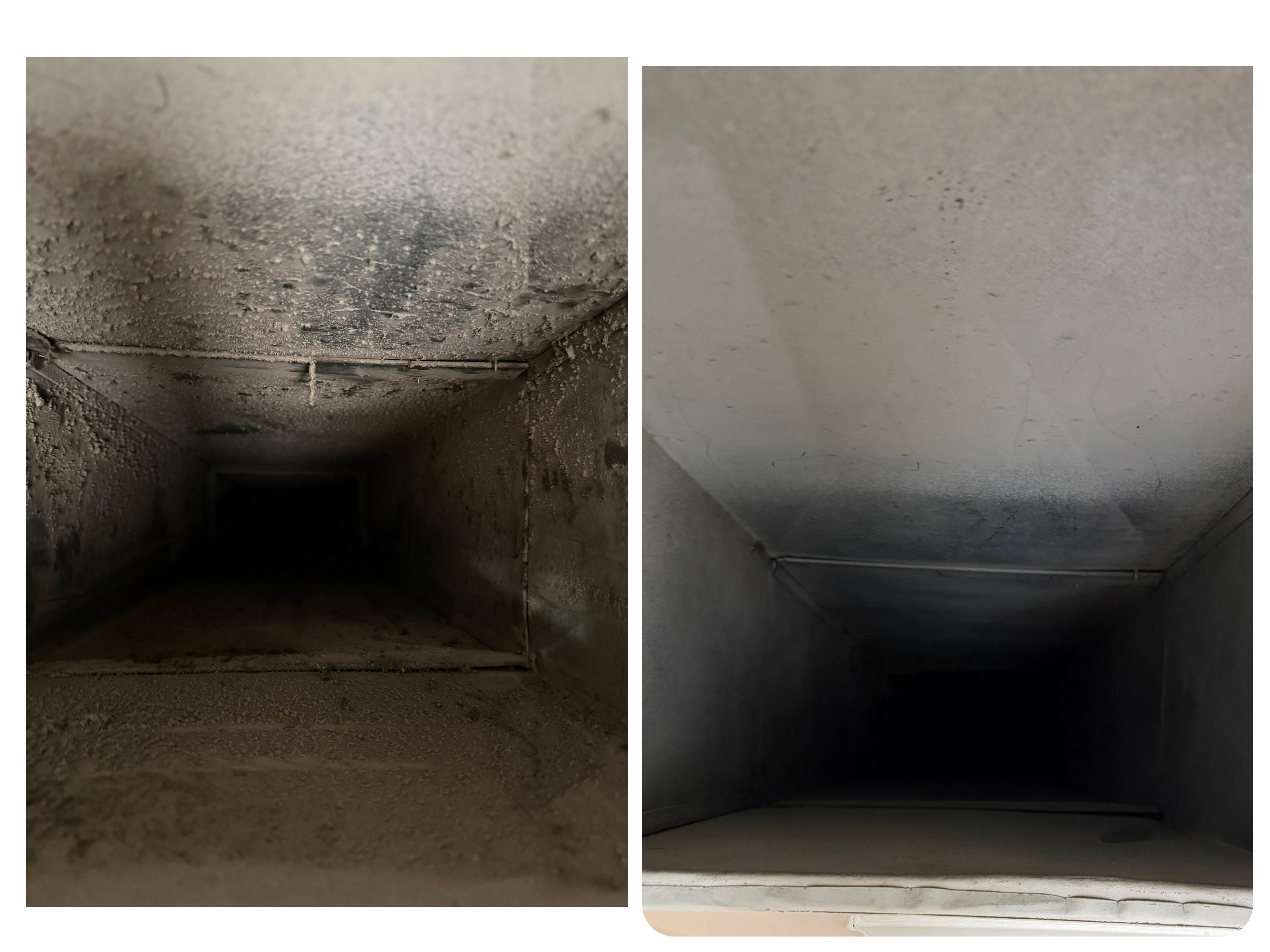 Close-up of HVAC duct cleaning results